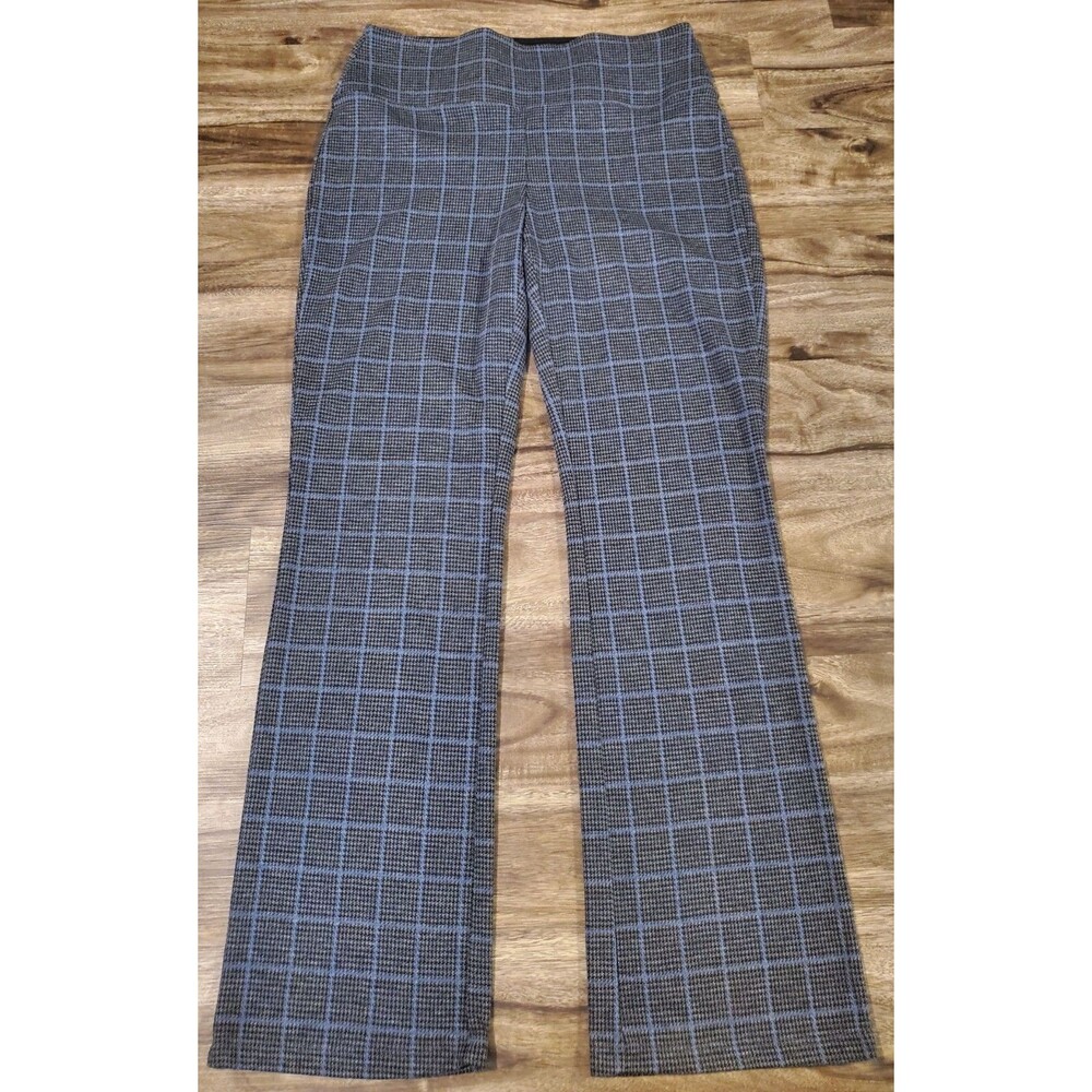 Apt. 9 Women's Large Plaid Pants SO SOFT & COMFORTABLE Thick Waistband Gray Blue